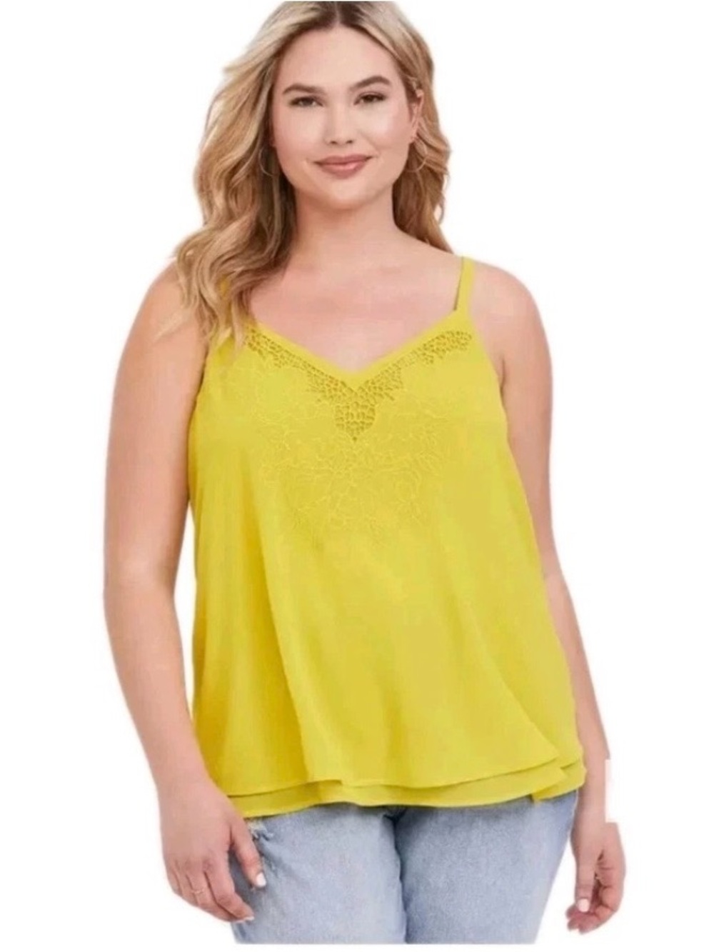 #20 NWT Torrid Chiffon Lace V-Neck Plus Size Top Size 2